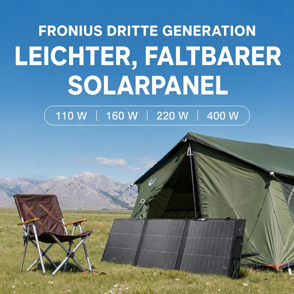 Fronius 400W – Faltbares Solarpanel für Zuhause, Outdoor und Camping – Energiespeichersystem